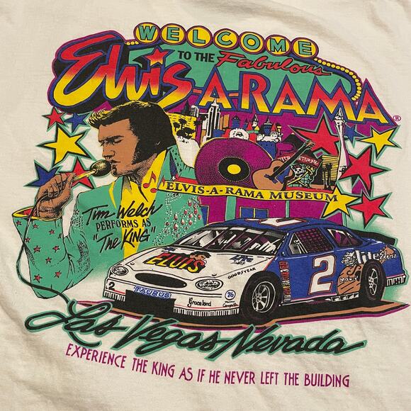 Vintage Elvis A Rama Museum Las Vegas Nevada Tee Shirt Mens XL 90s Y2K King Pop - Picture 3 of 9